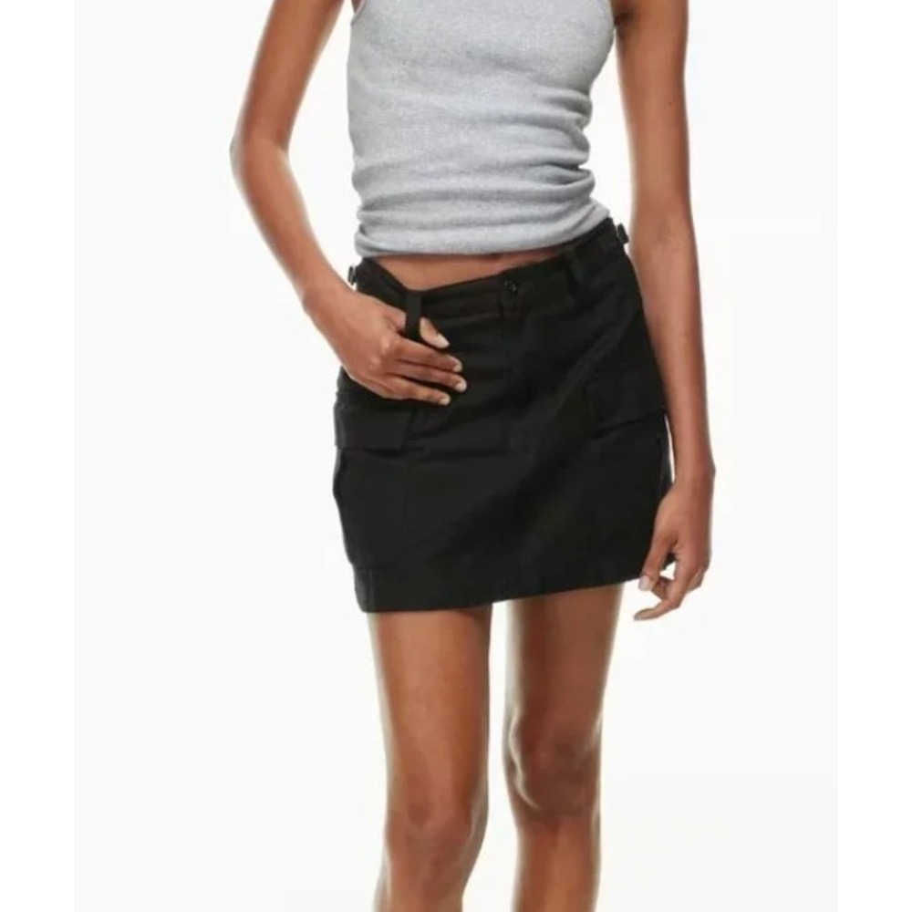 NEW TNA Aritzia Supply Cargo Micro Skirt GD Black Cotton Mini Utility Skirt - 2